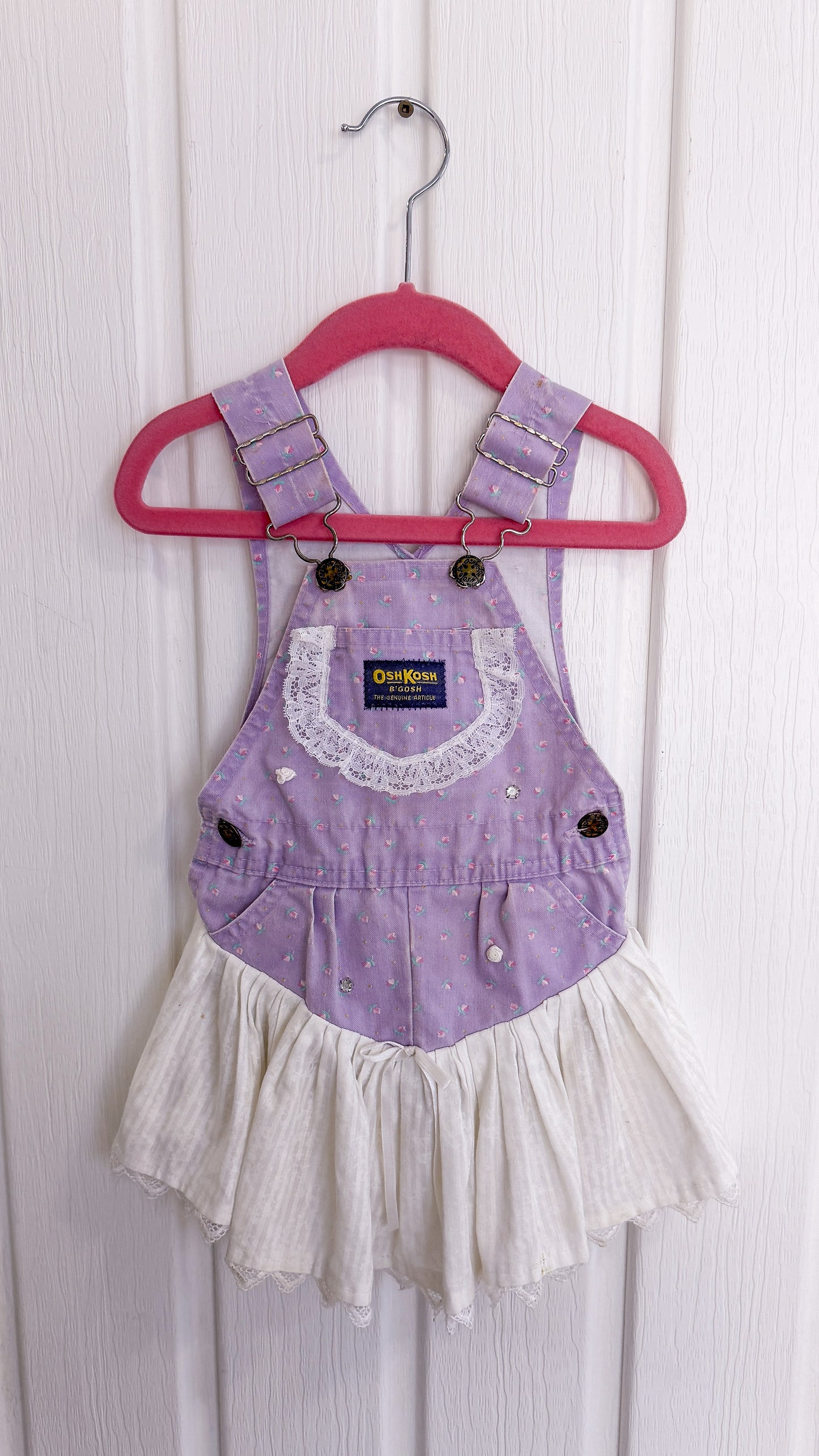 Enfants- Robe/salopette mauve fleurie- 18mois