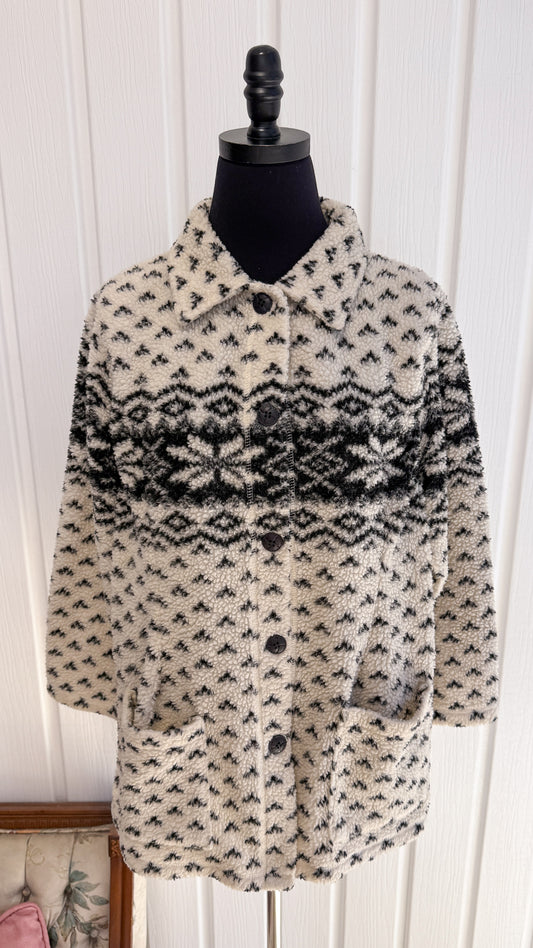 Veste en polar beige et noir- large