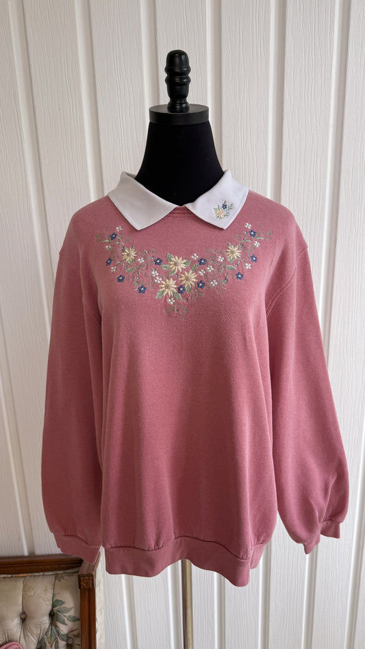 Chandail crewneck rose fleuris- large