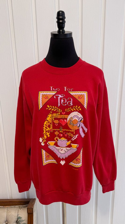 Chandail rouge Two for Tea- large