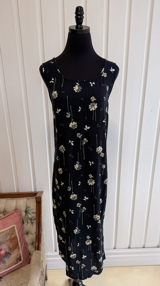 Robe noire fleurie beige- medium