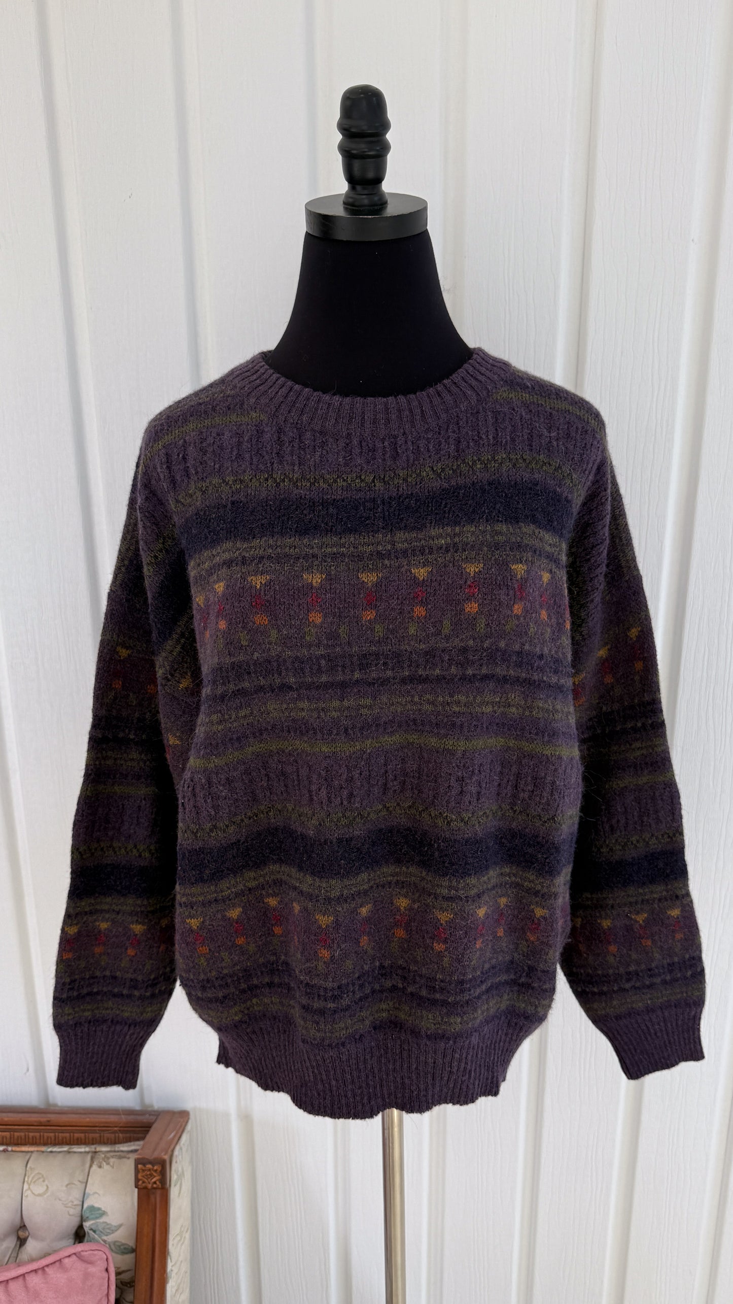 Chandail tricot mauve raye- medium