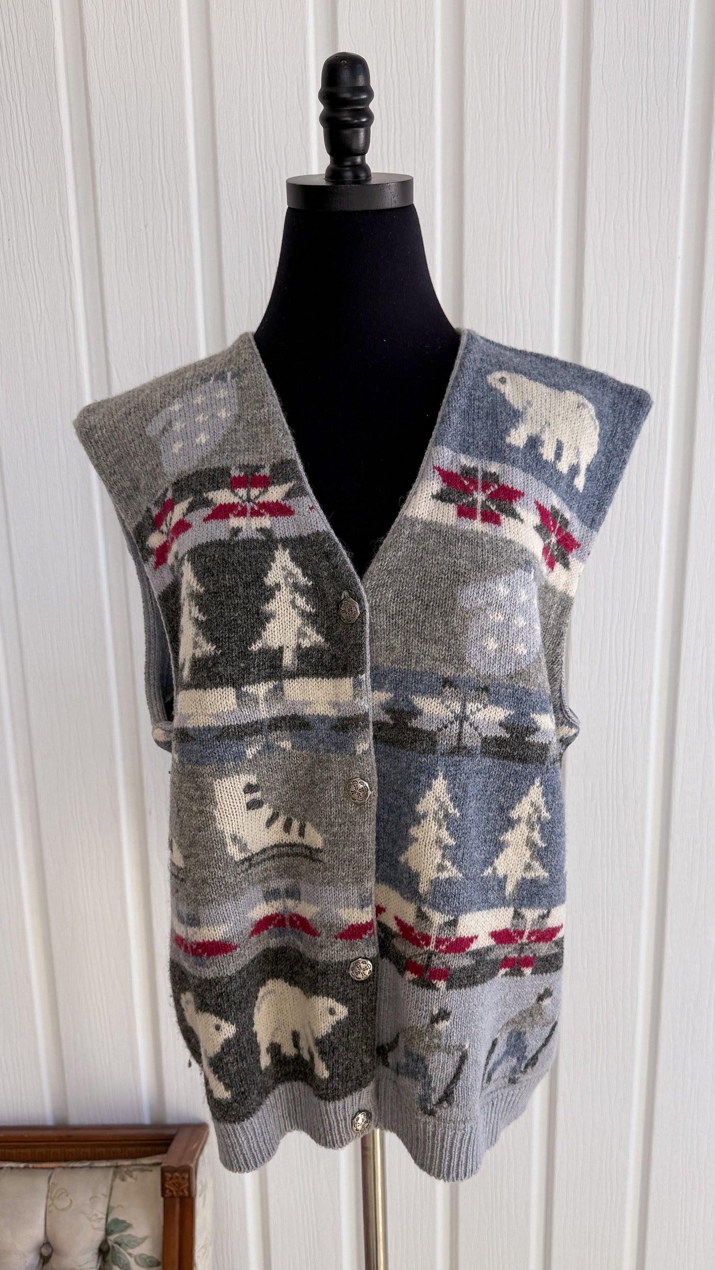Gilet en tricot motifs hiver - x-large