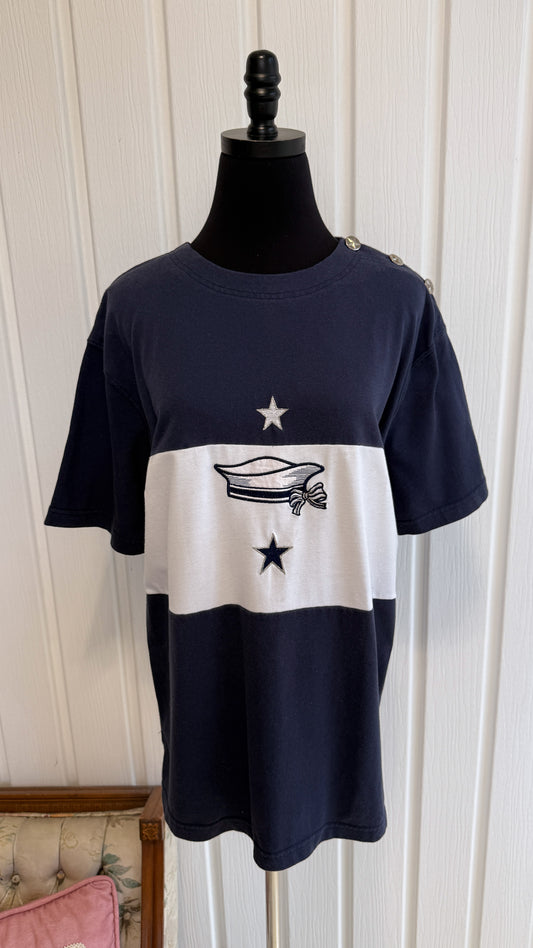 T-shirt matelot marine et blanc- large