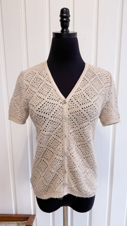 T-shirt/cardigan en tricot beige- small