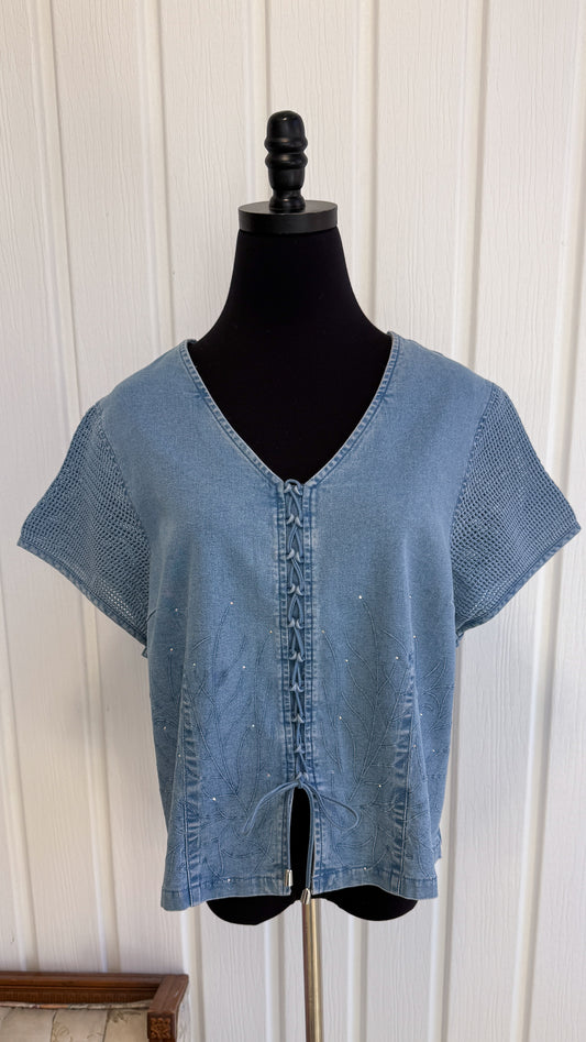 Chemisier en denim brodée- large