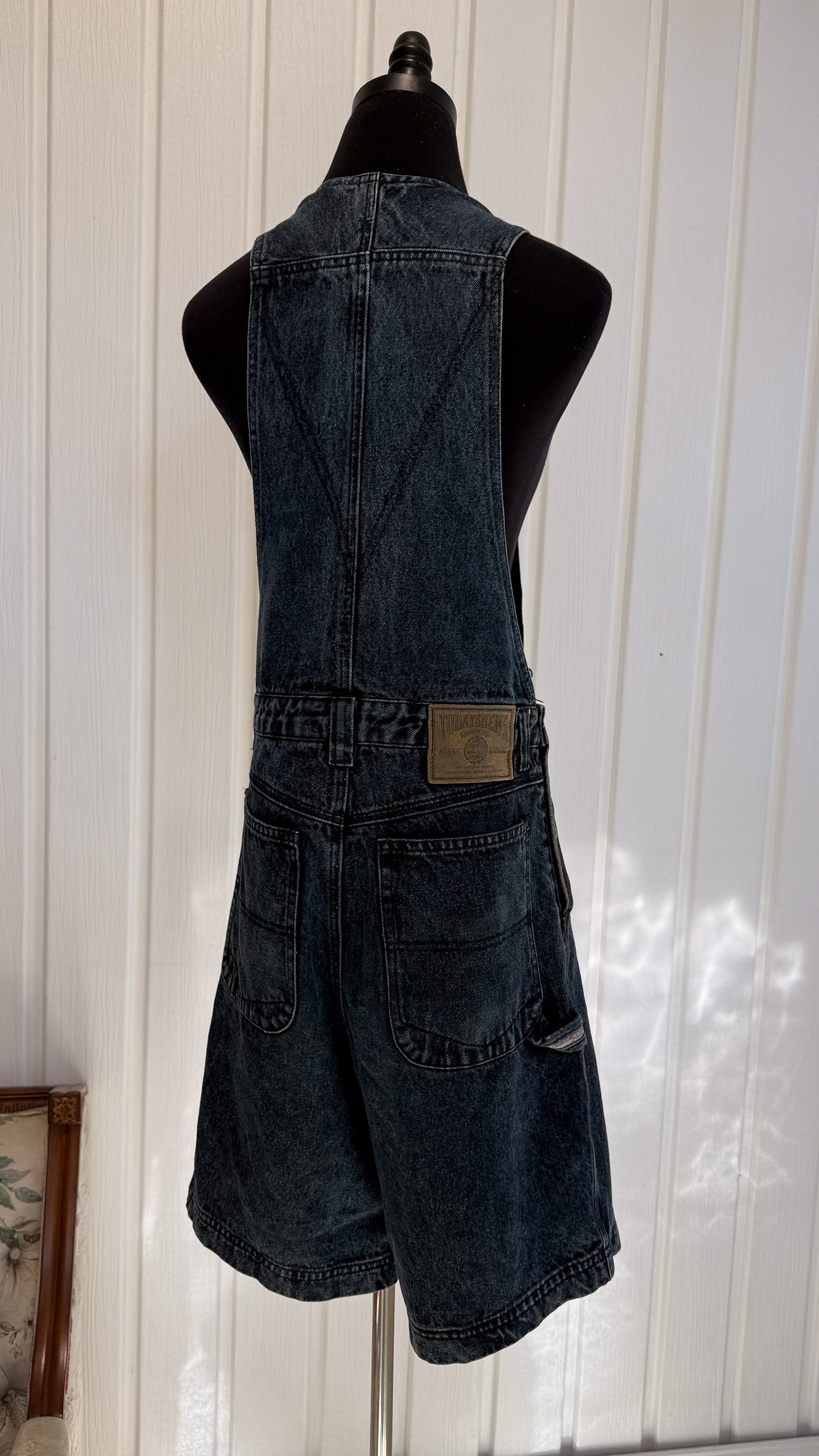 Salopette-shorts en jeans noir- large
