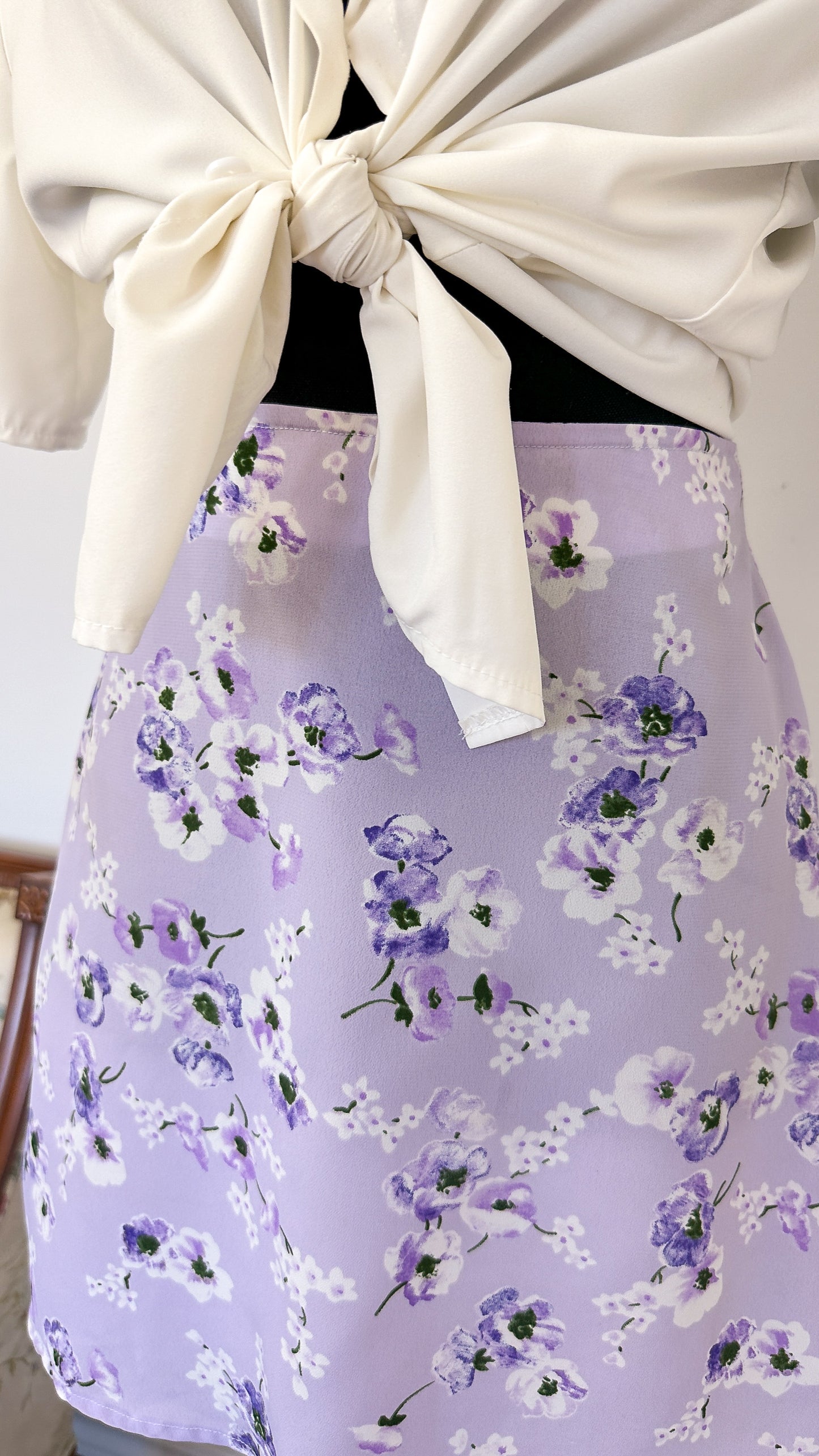Short purple floral skirt - x-small