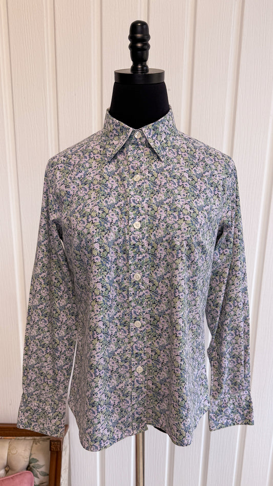 Chemisier fleuris mauve et vert- small