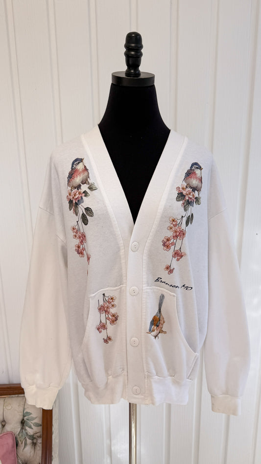 Cardigan coton oiseaux- large