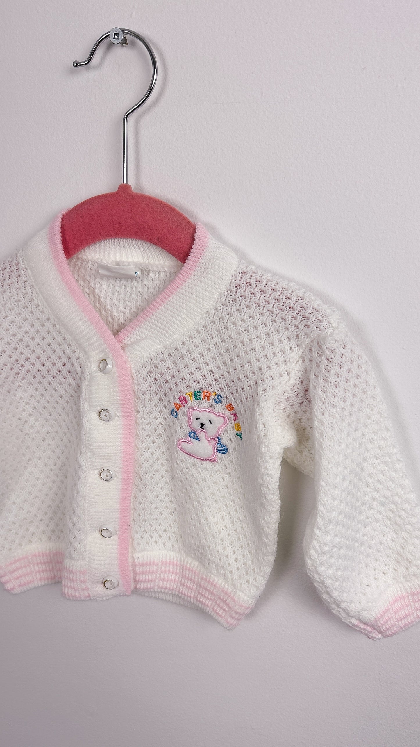 Children- White teddy bear knitted cardigan- 9-12m