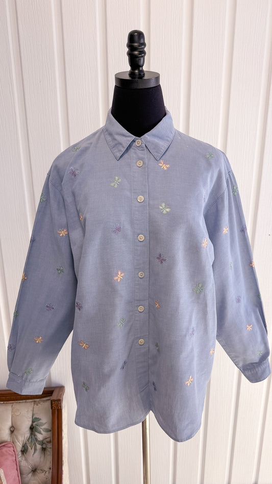 Chemisier bleu papillons- large