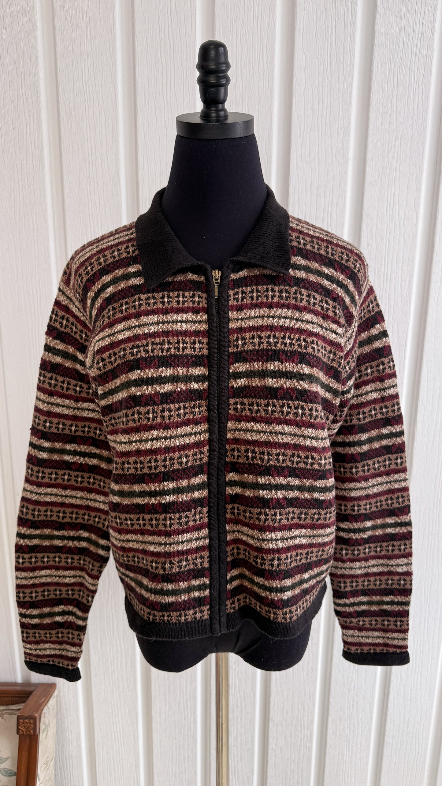 Striped knit cardigan - small