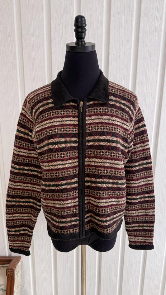 Striped knit cardigan - small