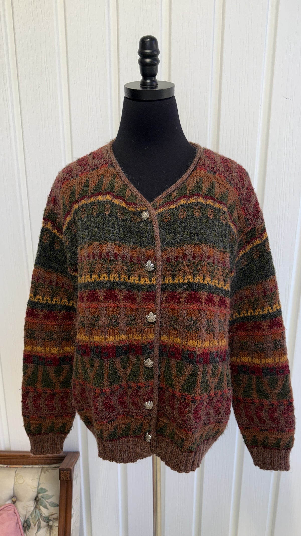 Cardigan tricot rayures à motifs- medium