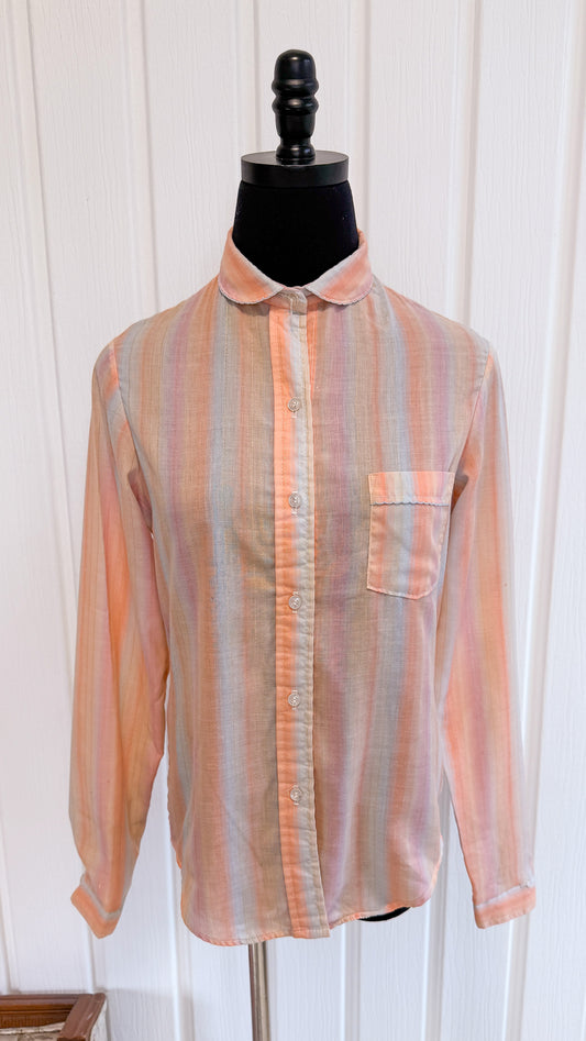 Chemisier rayé orange et rose- small