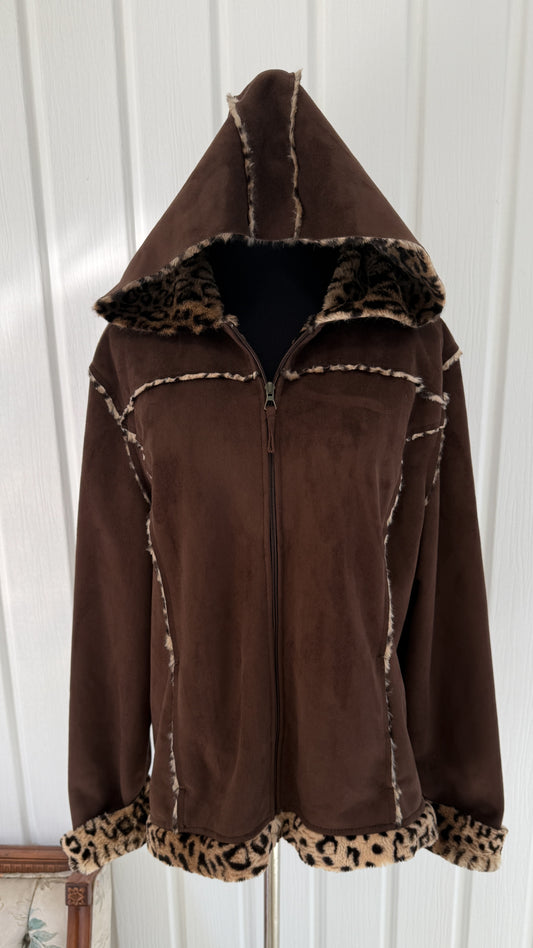 Veste en faux suède et fausse fourrure- large