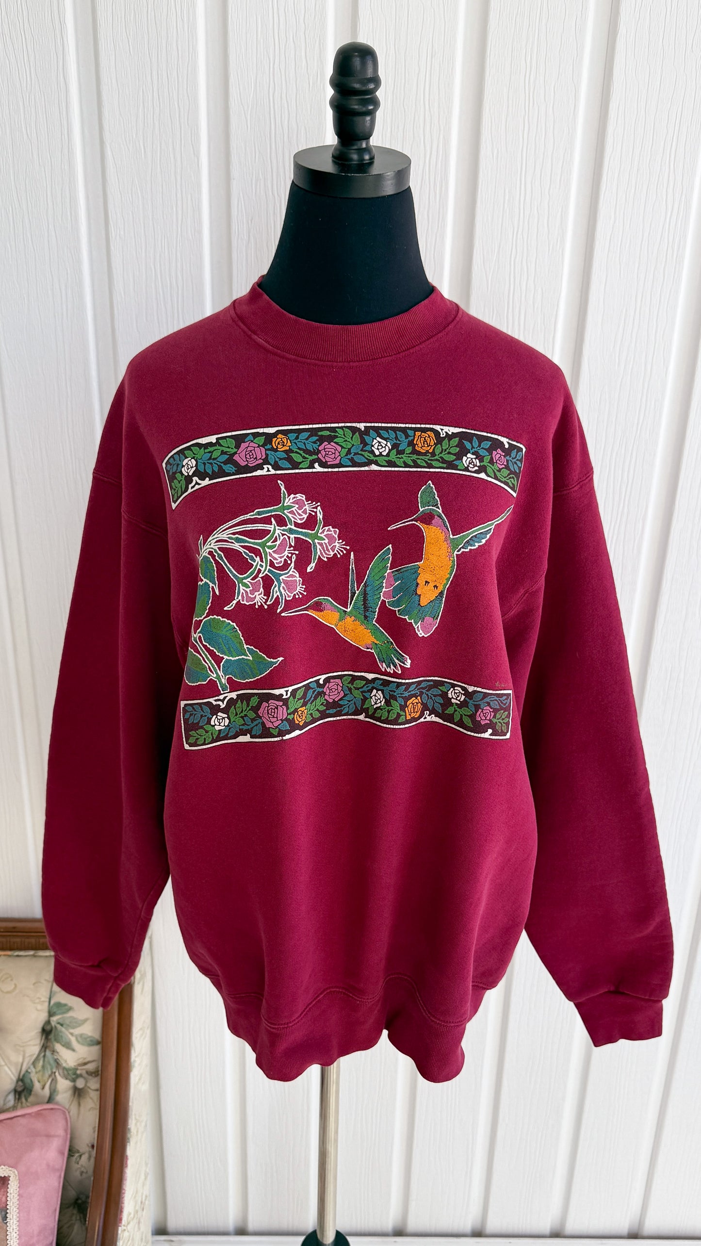 Chandail crewneck bourgogne colibri- large
