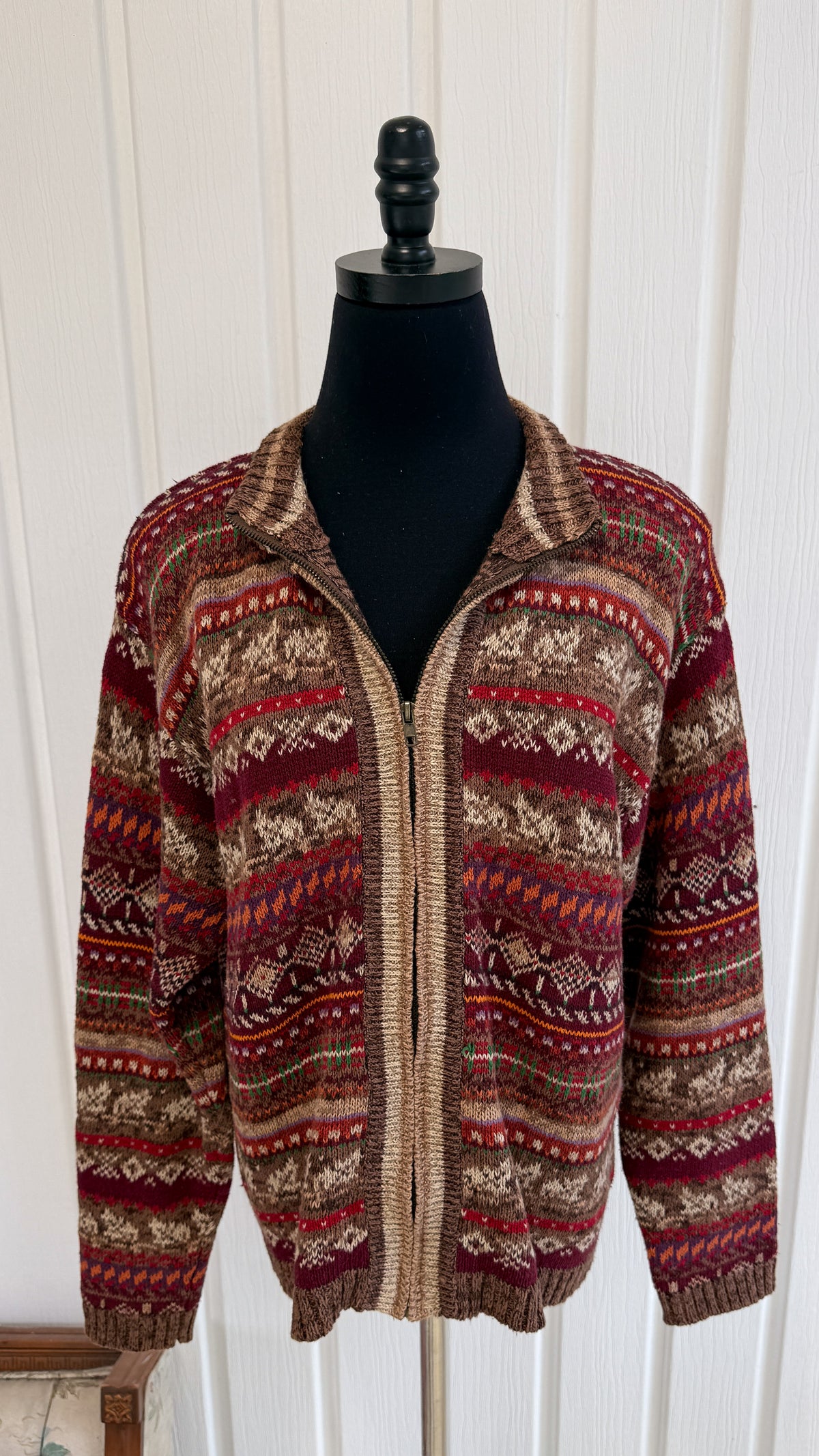 Veste en tricot bourgogne rayé- largw