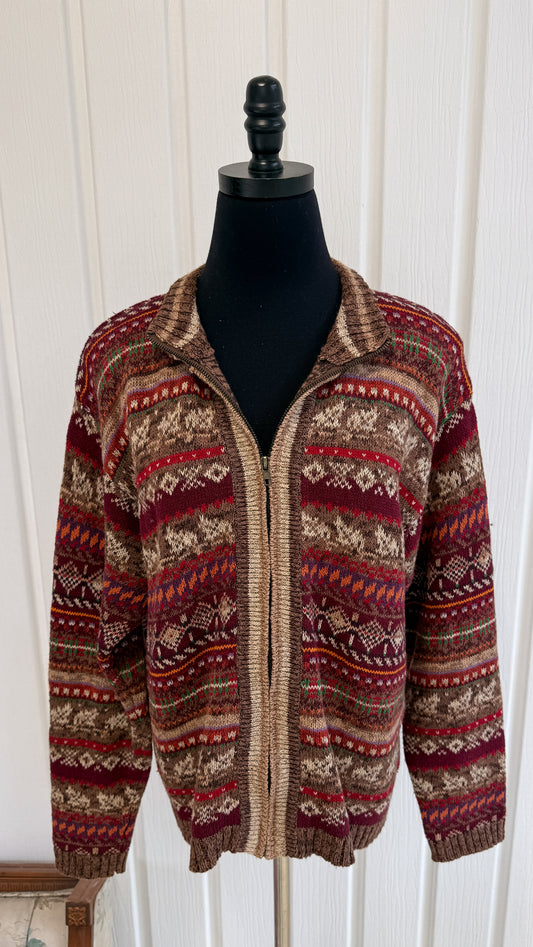 Veste en tricot bourgogne rayé- largw