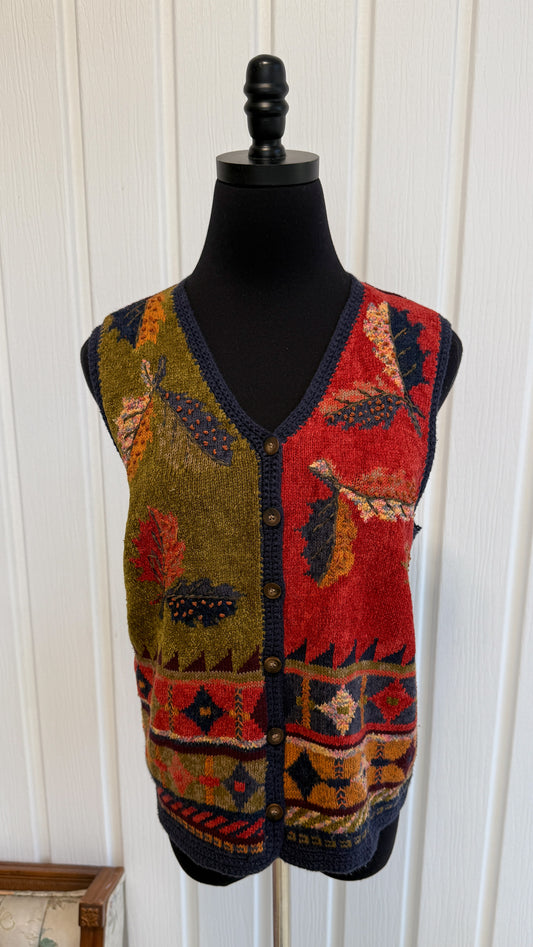 Gilet en tricot motifs d’Automne- small