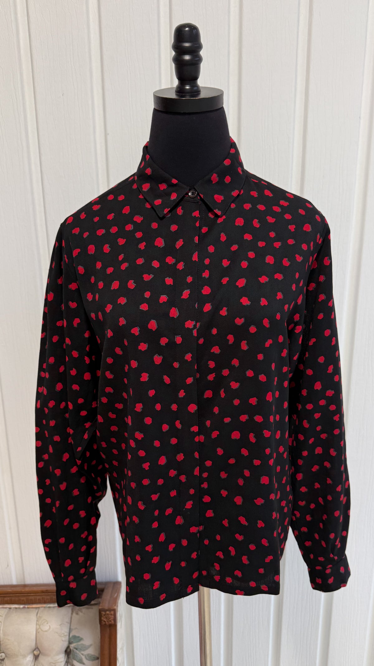 Chemisier noir motifs rouge- medium