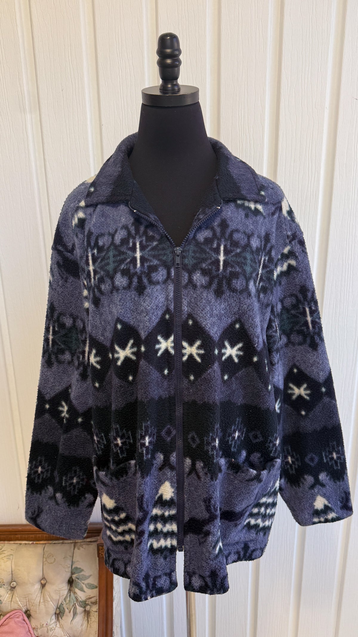 Veste en polar bleu flocons- x-large