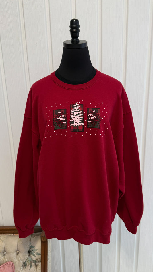 Chandail crewneck rouge sapin- x-large