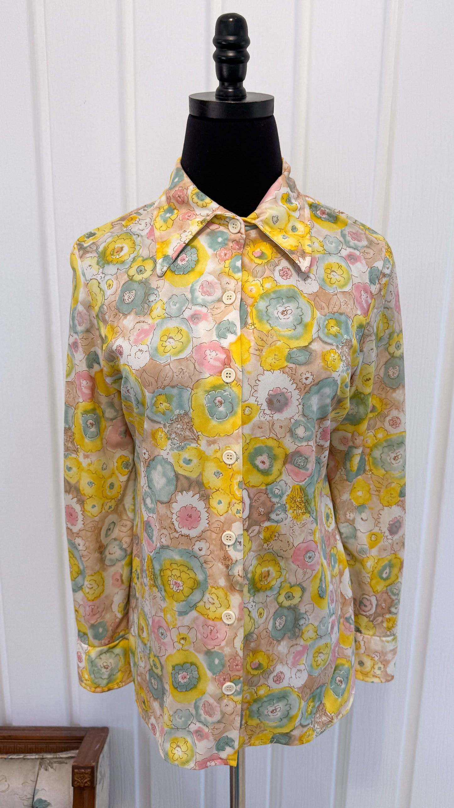 Chemisier fleuris années 70- small