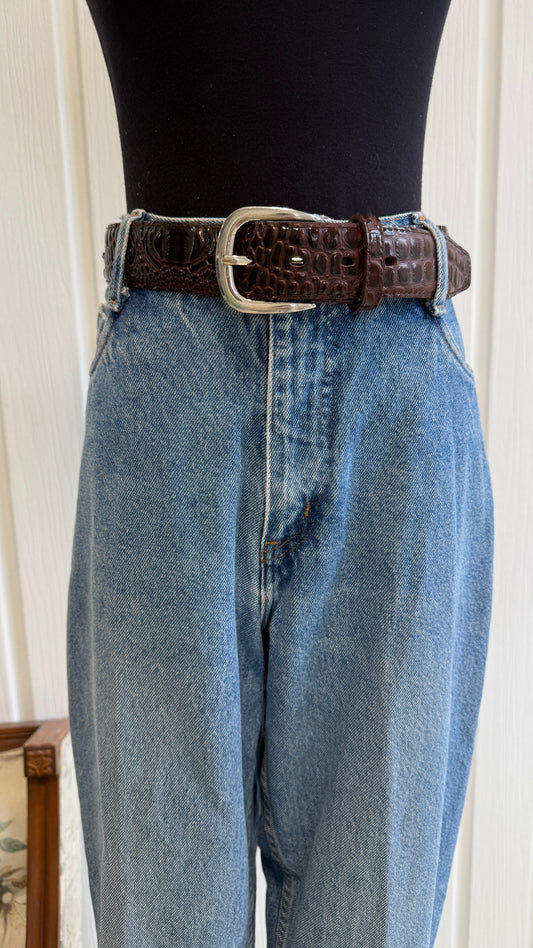 Ceinture en cuir brun foncé- x-large