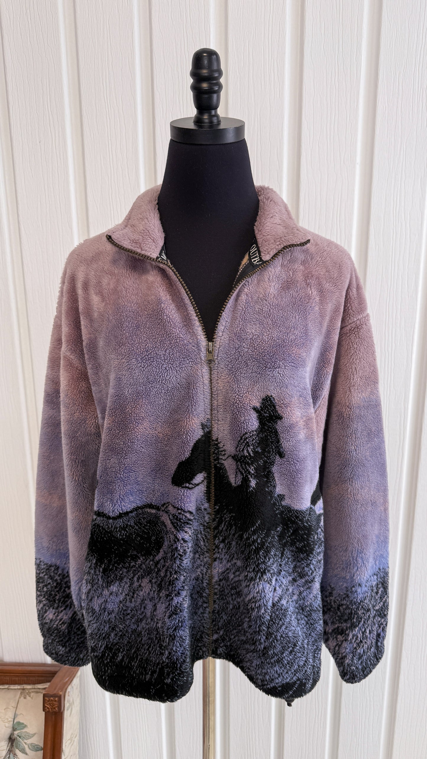 Veste en polar mauve chevaux- medium