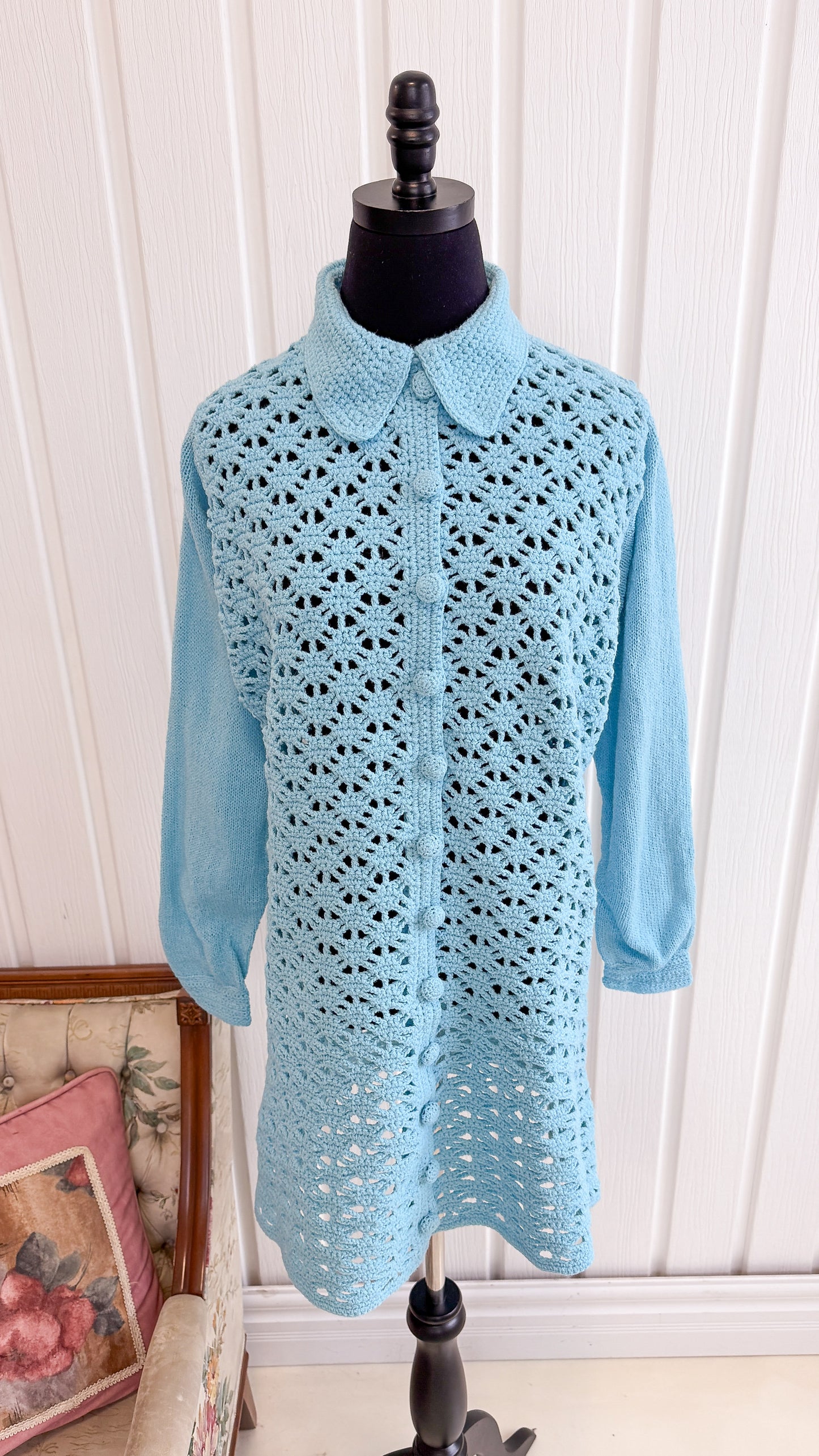 Robe en tricot bleu - large