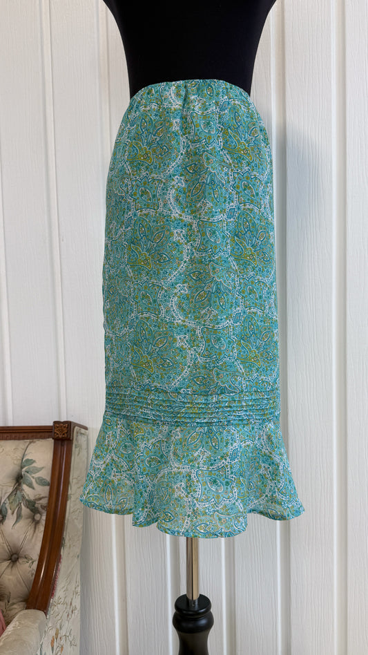 Jupe turquoise mini fleurs- large/x-large