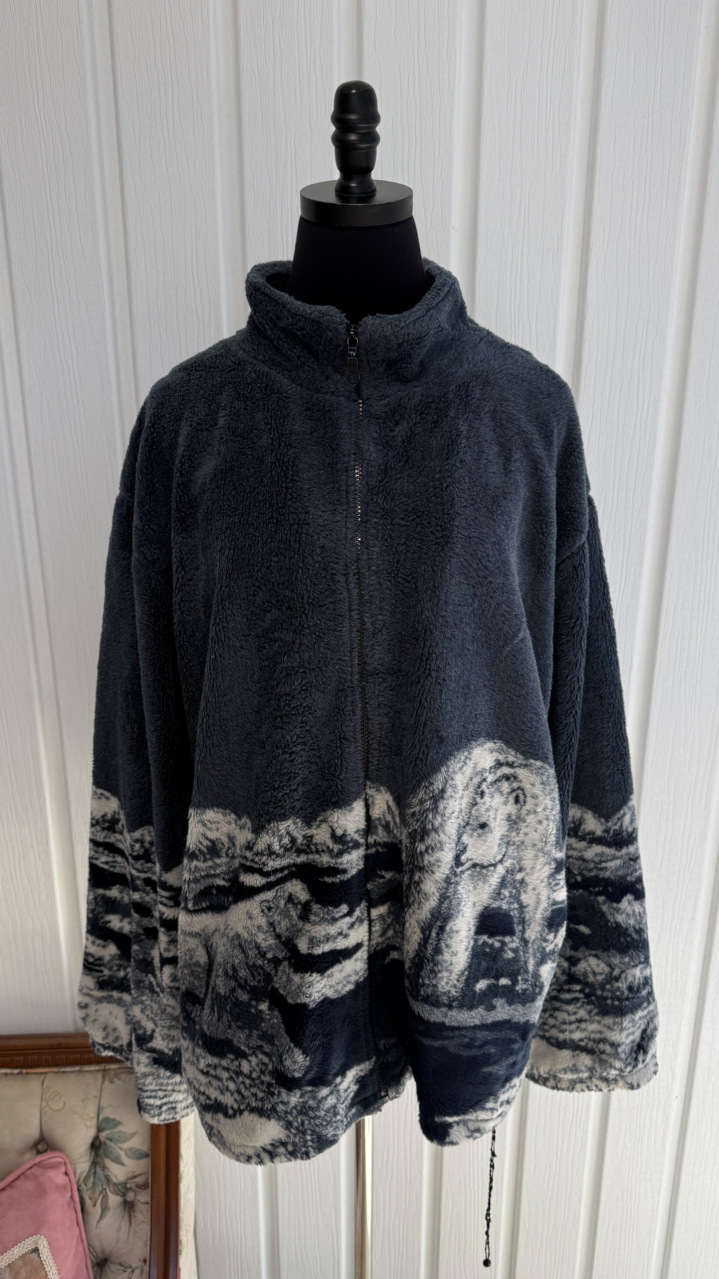 Veste en polar bleu ours polaire- x-large