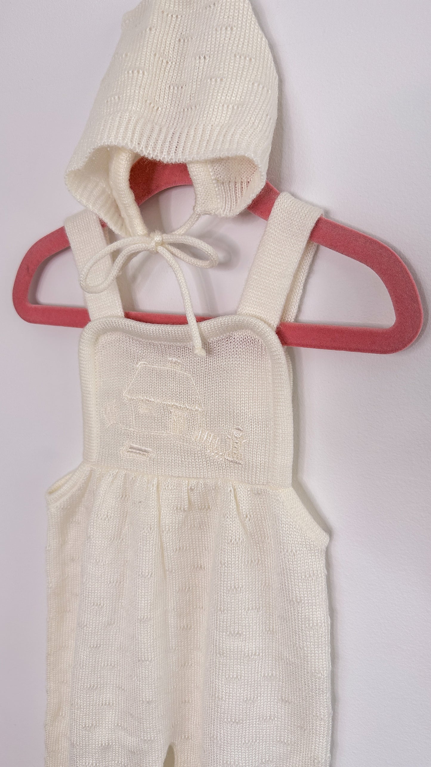 Enfants- Salopette en tricot blanc - 6m