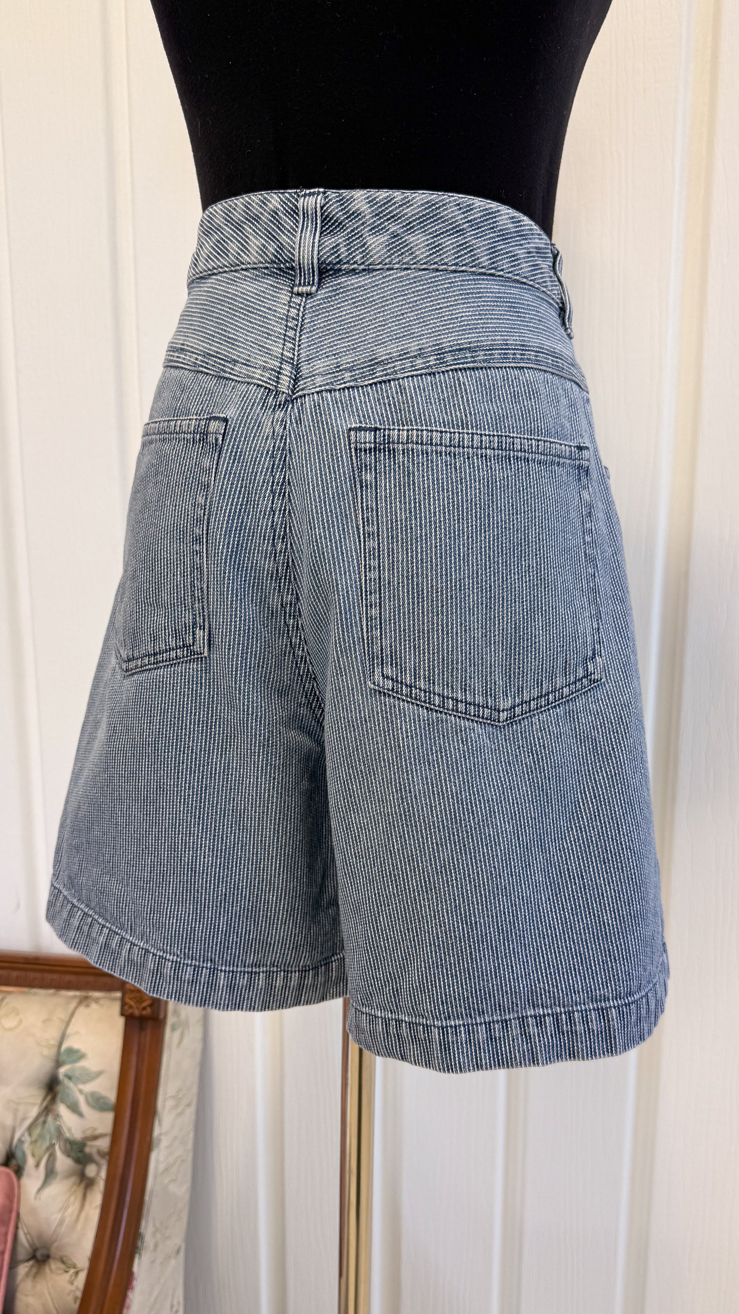 Shorts en jeans rayé bleu- small