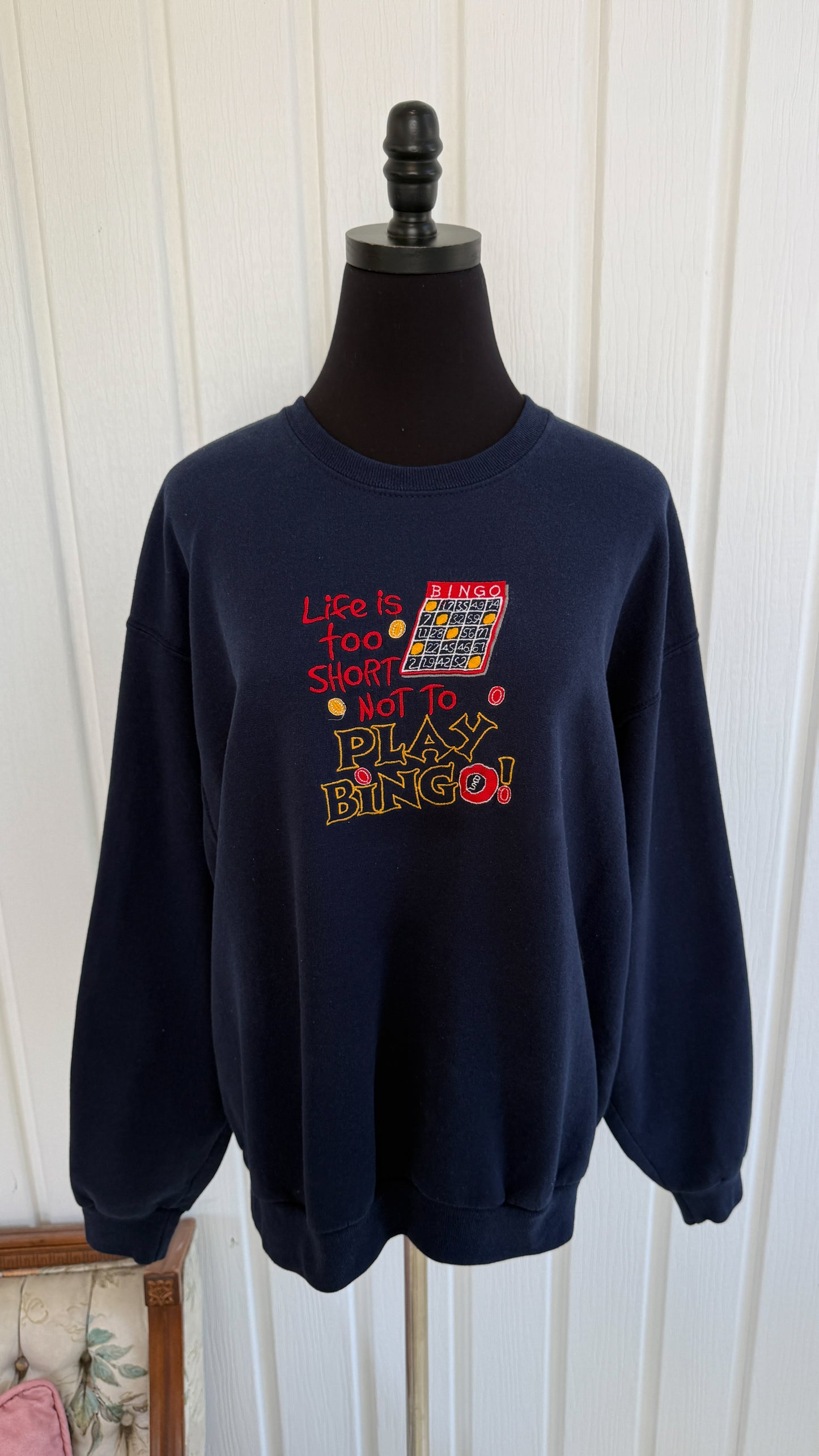 Chandail crewneck marine Bingo- large