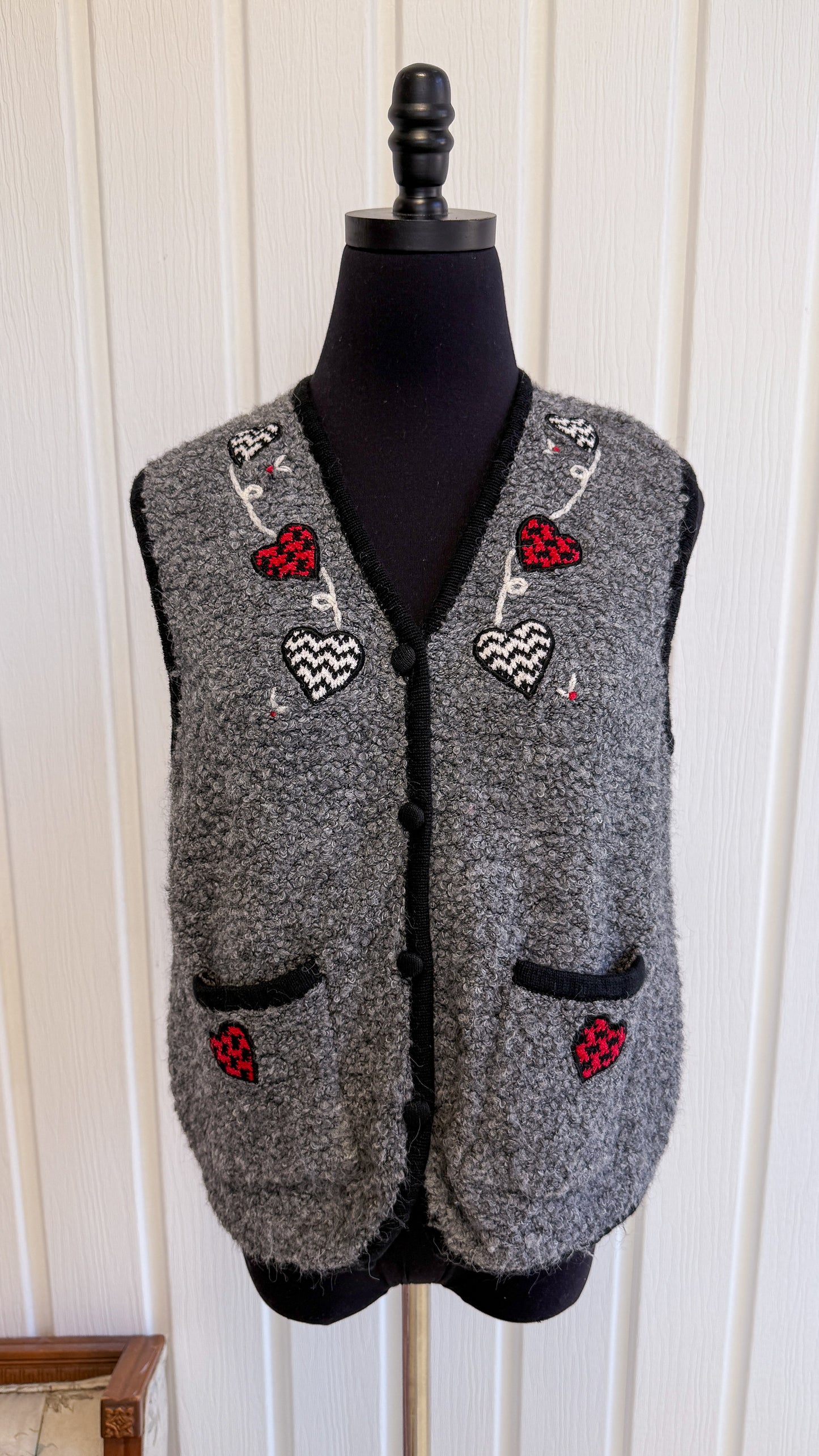 Gilet en tricot bouclé gris- medium