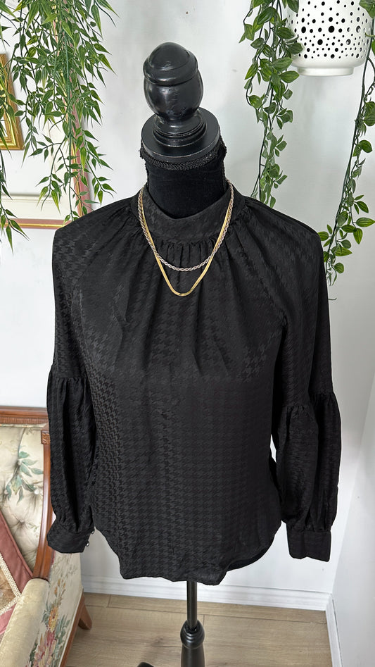 Black high collar blouse - medium