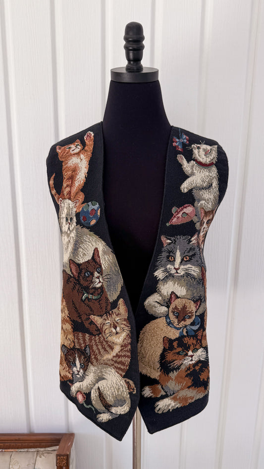 Gilet à motifs chats- large
