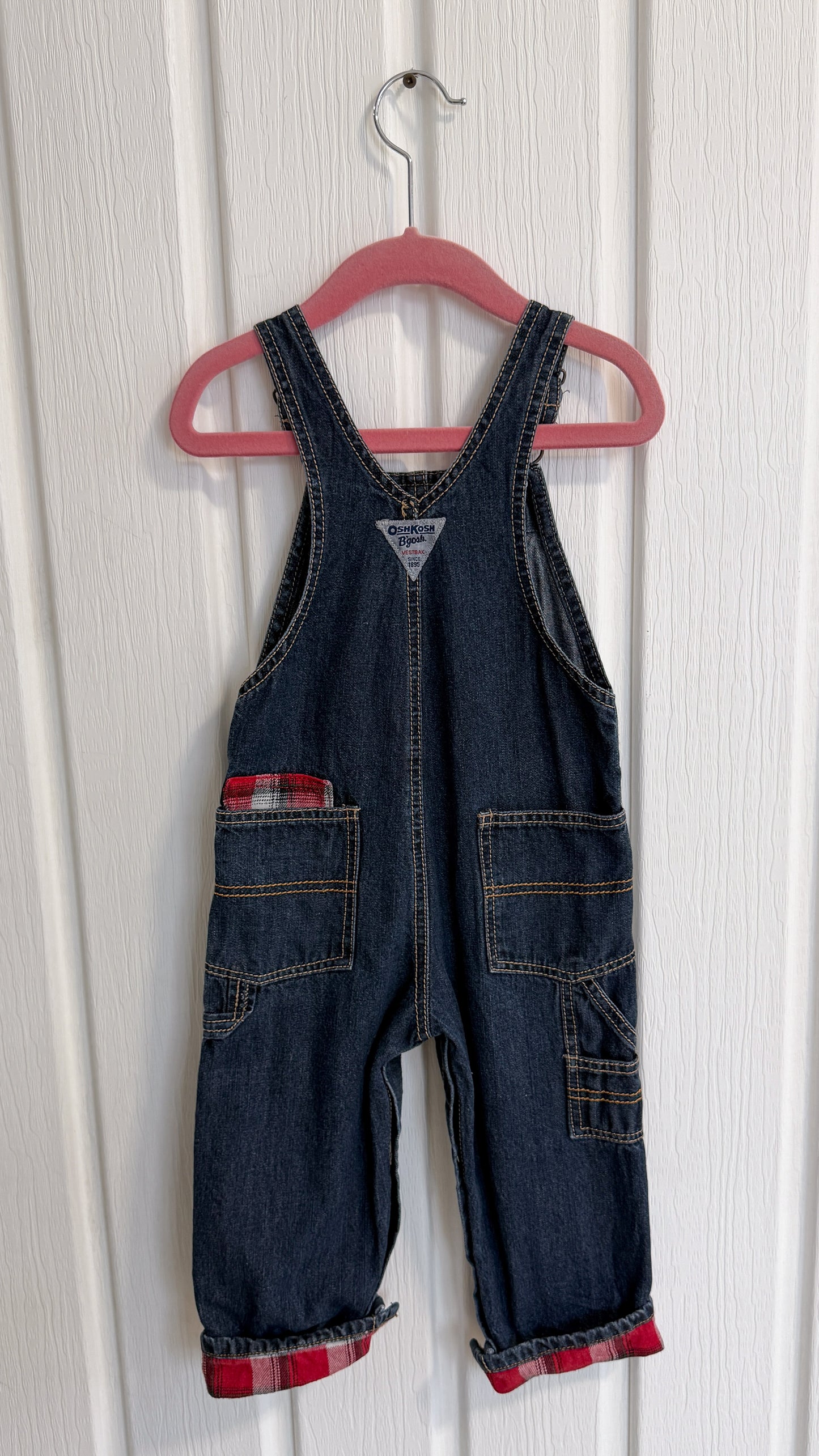 Enfants- salopette en jeans carreauté Oshkosh- 24m