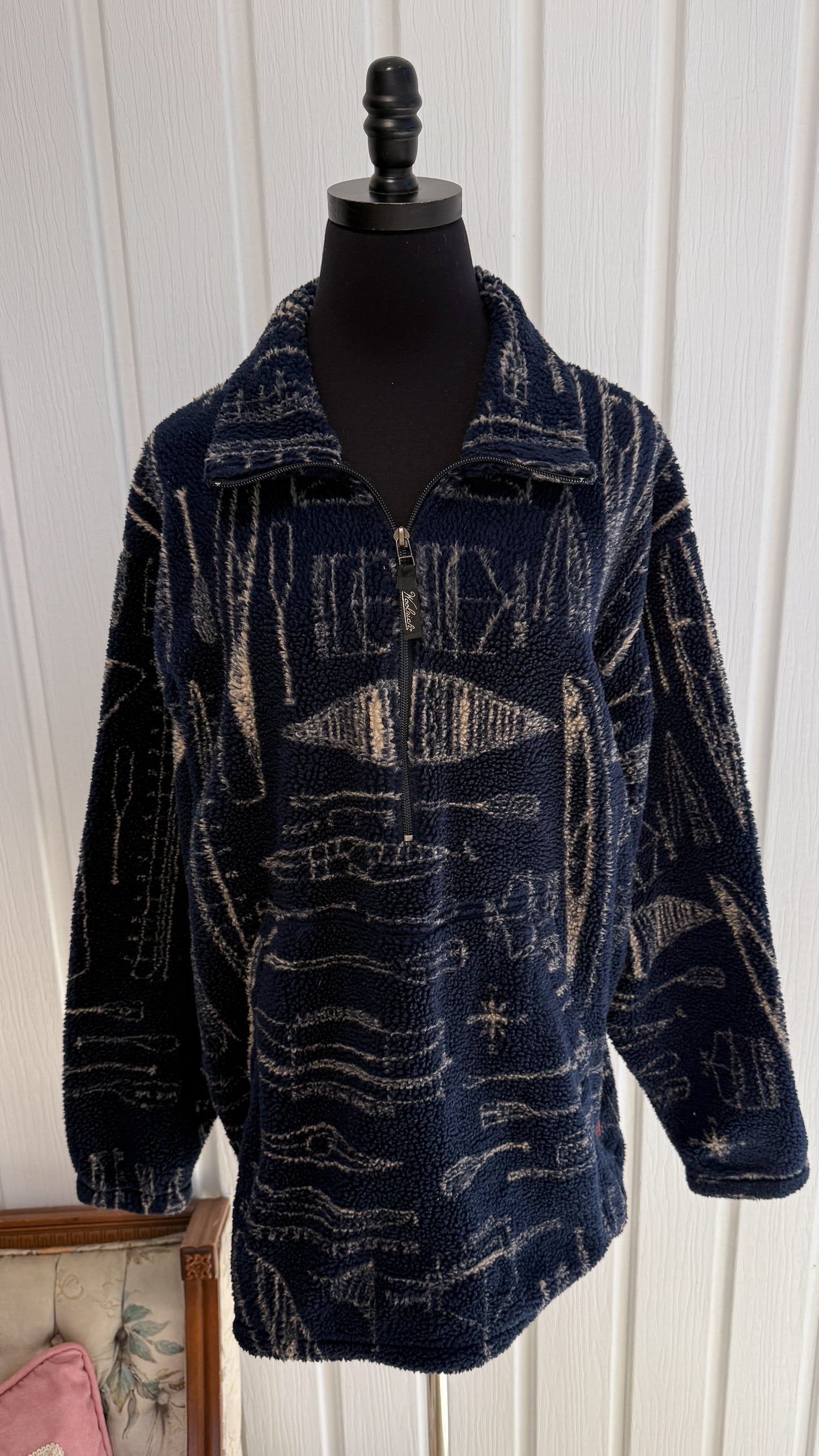 Veste en polar marine motifs nautique- large