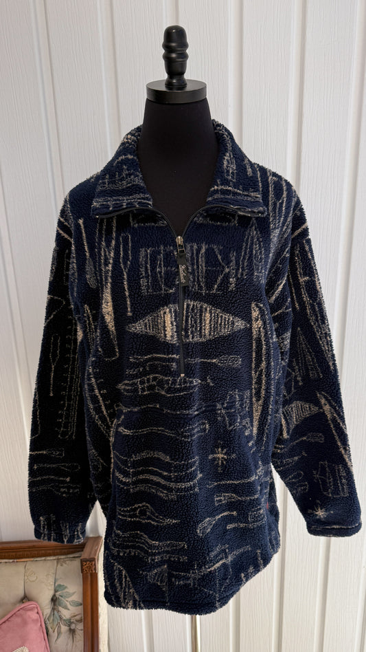 Veste en polar marine motifs nautique- large