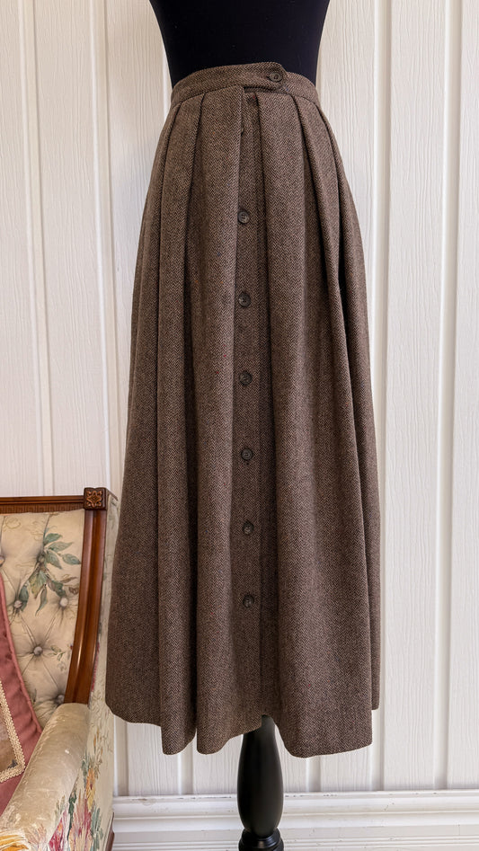 Jupe en lainage brune moucheté multicolore- small