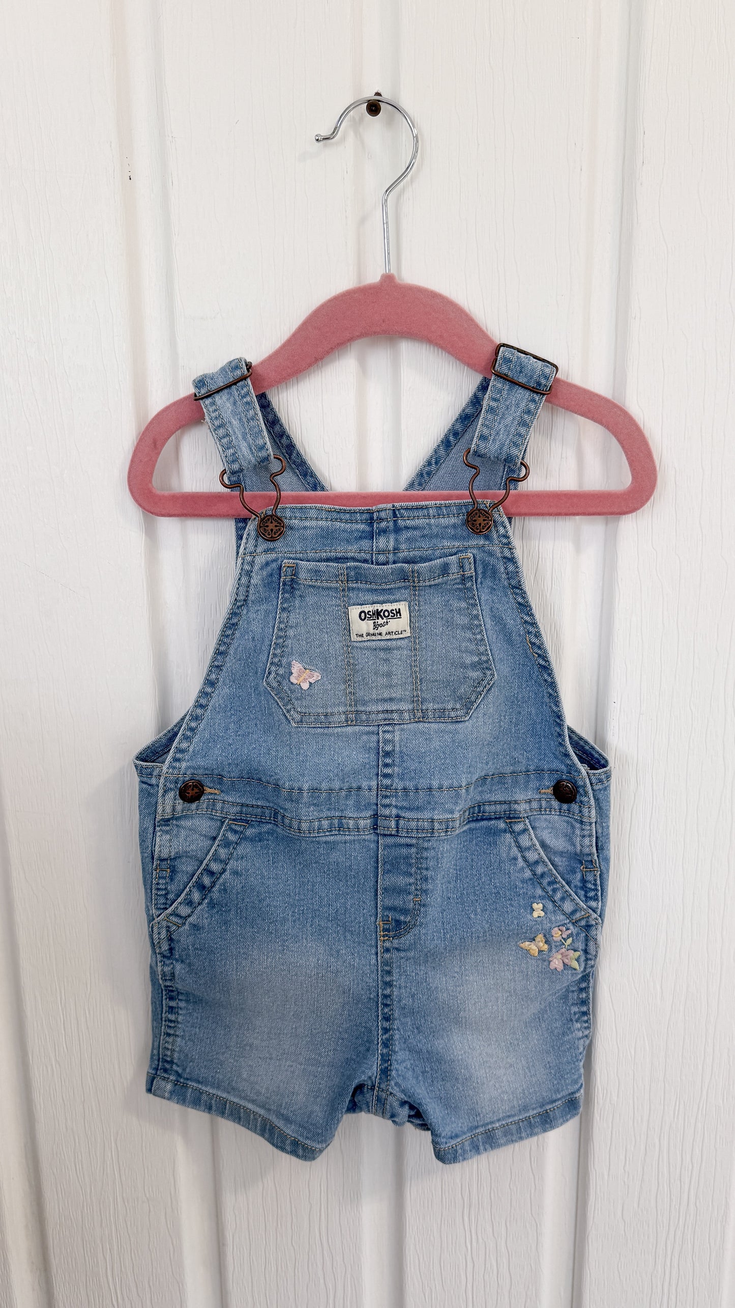 Enfants- salopette-shorts en jeans fleuris Oshkosh- 24m