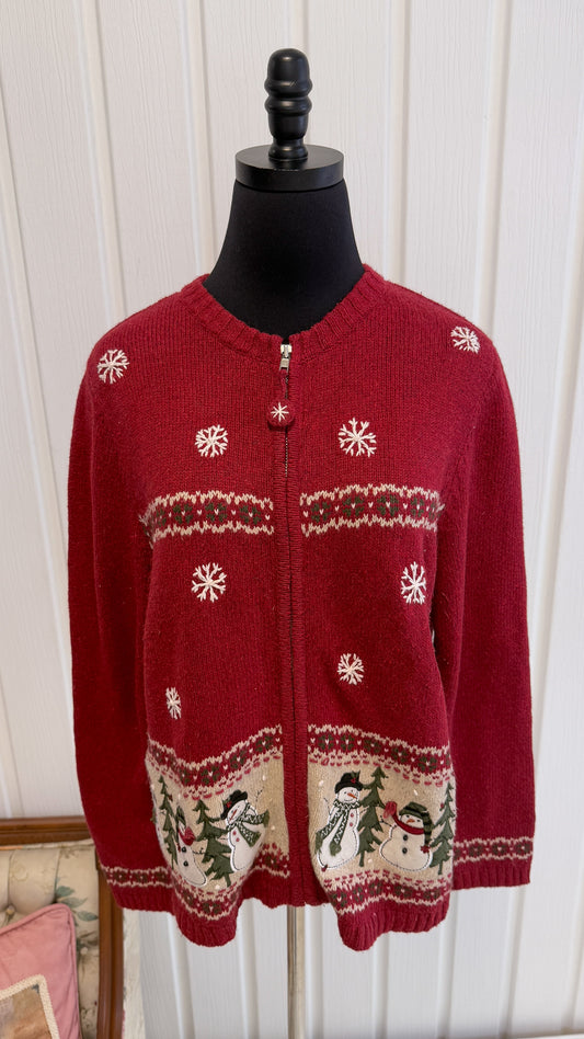 Red snowflake knitted jacket - small