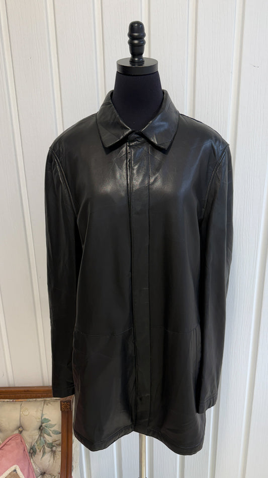 Manteau en cuir noir Armani- large