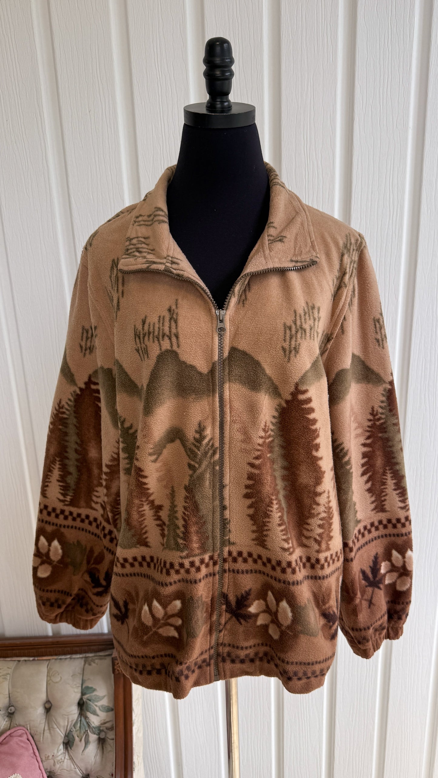 Veste en polar beige motifs foret- medium