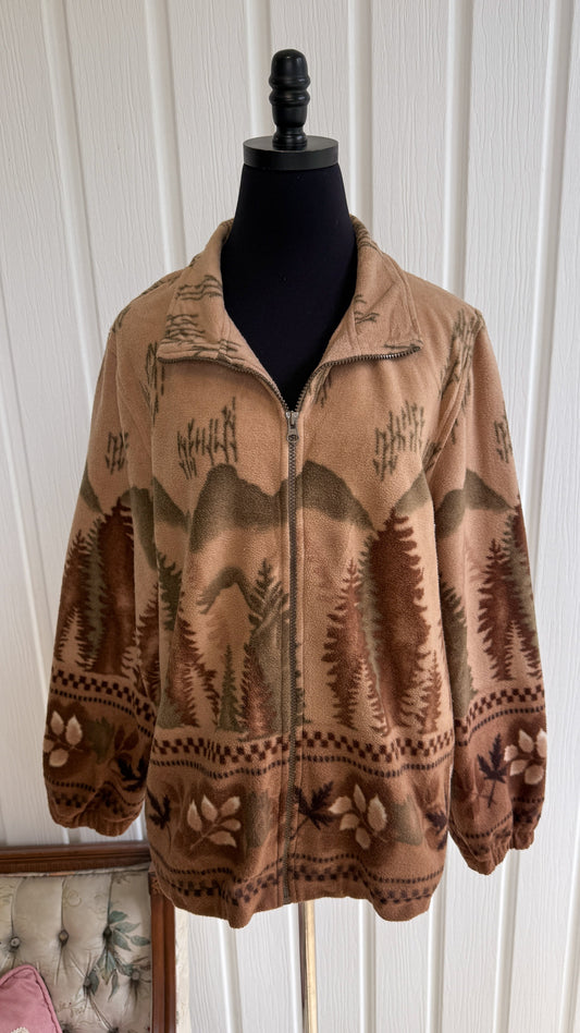 Veste en polar beige motifs foret- medium