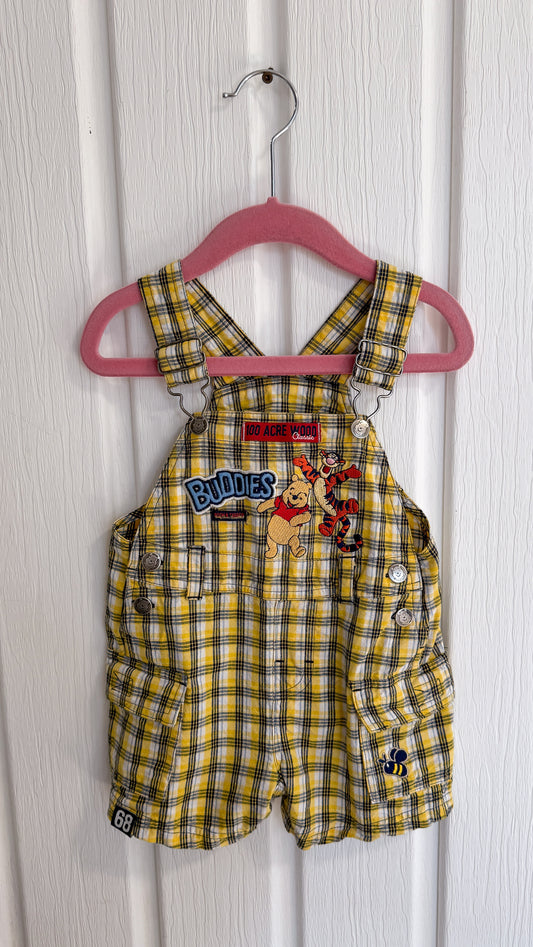 Enfants- salopette-short carreauté jaune Winnie the Pooh- 12mois
